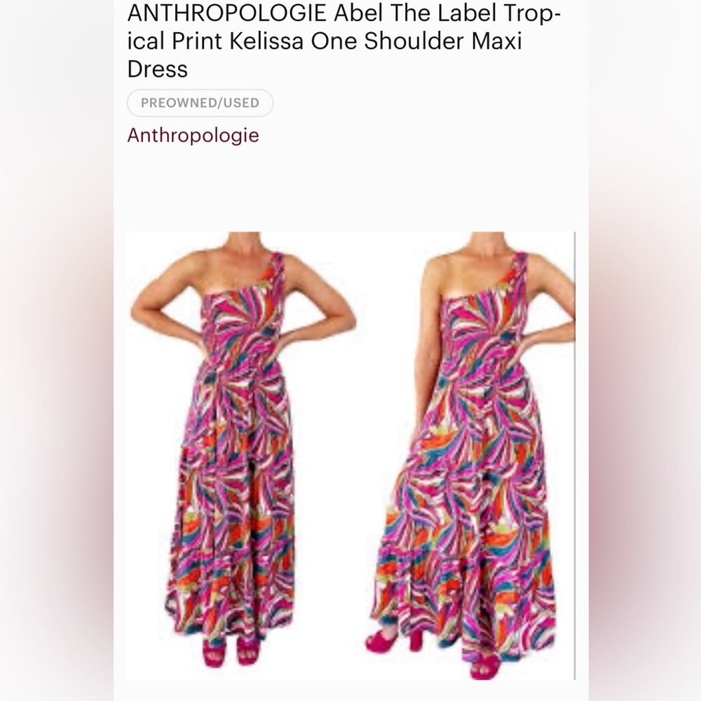 Anthropologie Abel the Label One-Shoulder Tropical Kelissa Maxi Dress  sz Large